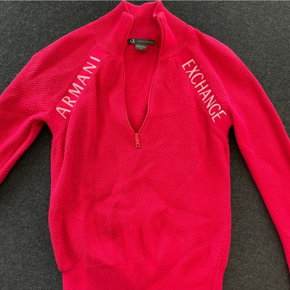 Armani Exchange 3/4 Zip Red Sweater NWOT Size L
